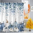 thumbnail image 2 of Fall Thanksgiving Shower Curtain, Blue Eucalyptus Leaves Shower Curtains Set with Hooks, Autumn White Pumpkin Waterproof Fabric Bathroom Curtains Decor Home Accessories,72 X 84 Inch Extra Long, 2 of 7