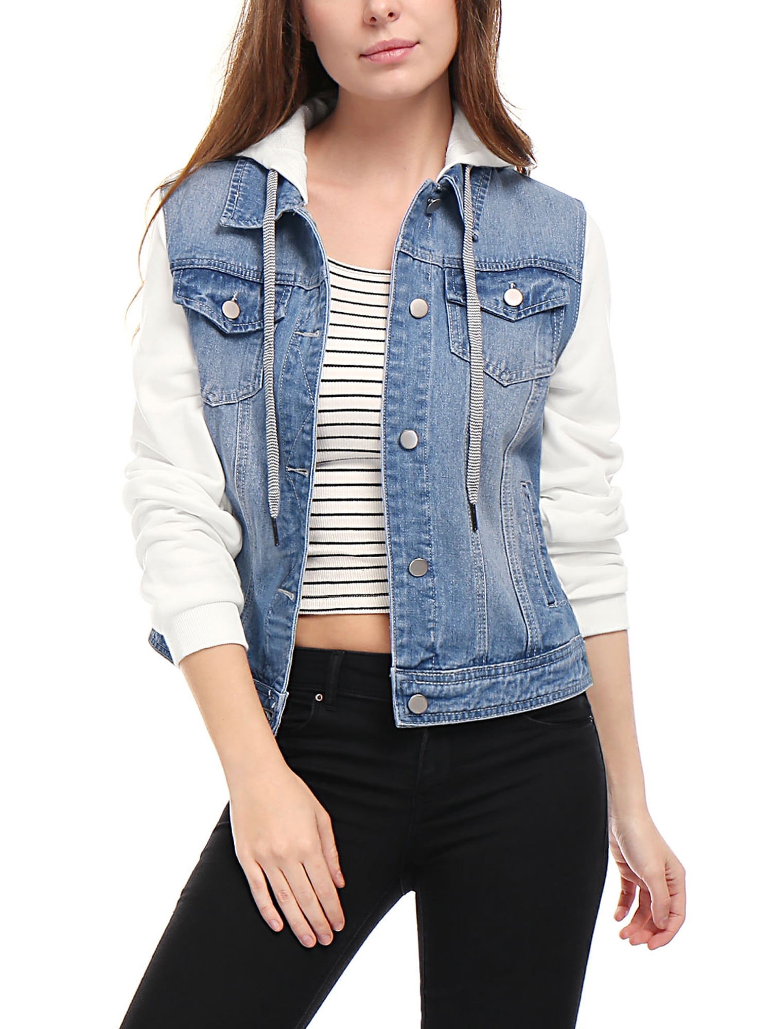 hooded denim vest womens