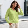 thumbnail image 6 of Szhihuiw Women's Lightweight Sweaters Fall Fashion Solid Color Long Sleeve Knit Hooded Sweater Business Casual Tops for Women, 6 of 9