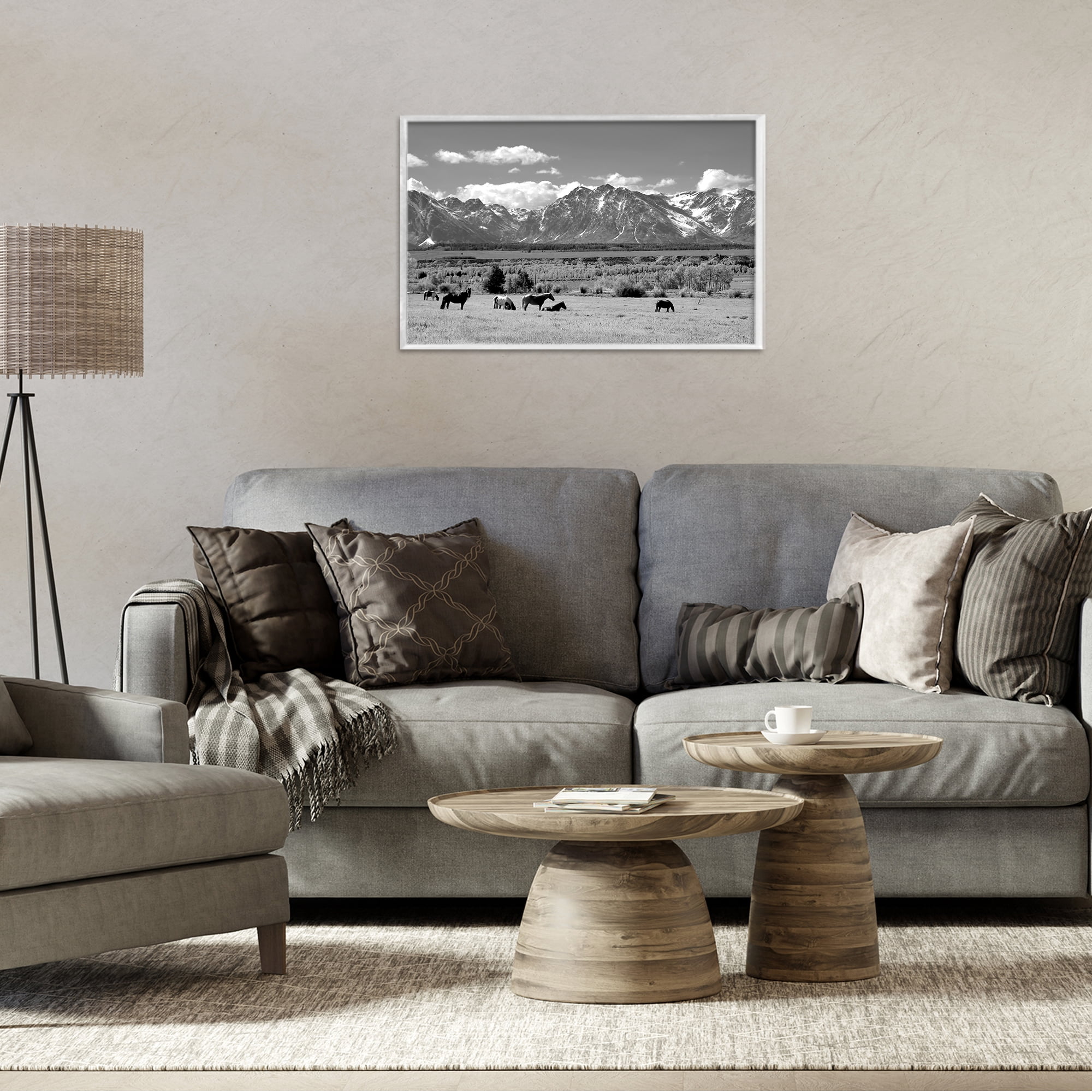 Stupell Industries Wyoming Ranch Horses Grazing White Framed Giclee Art, design by Steve Toole