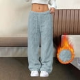 thumbnail image 2 of SwiftWear Women's Plush High-Waisted Baggy Sweatpants Cozy Fleece-Lined Wide Leg Trousers with Elastic Drawstring Waist Winter Warm Lounge Palazzo Pants S-2XL, 2 of 6