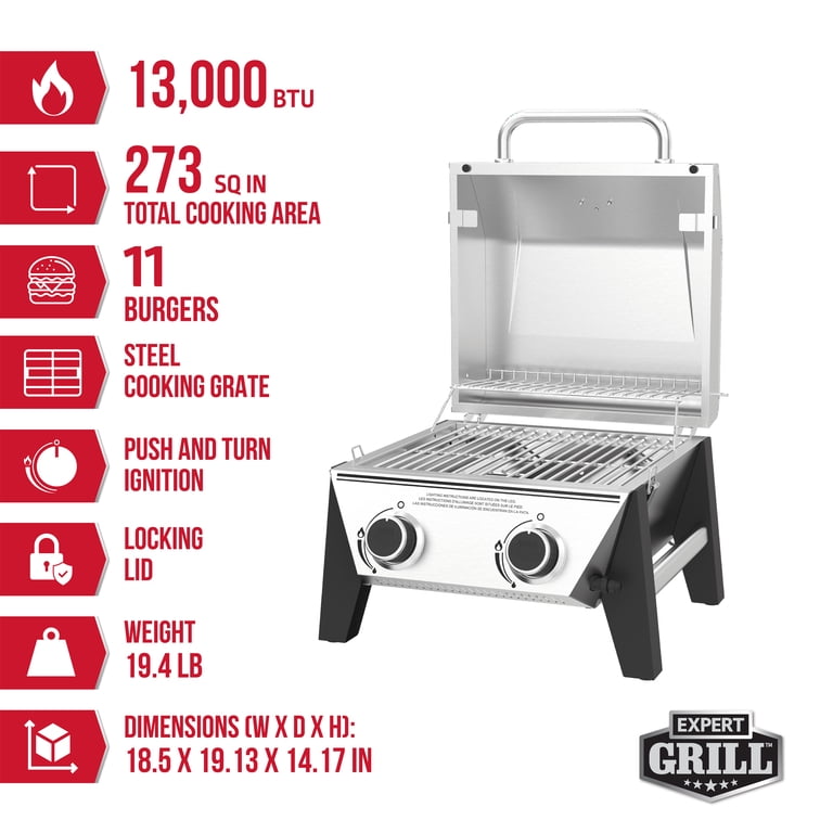 Expert Grill 2-Burner Tabletop Propane Grill, 13000 BTU photo 5