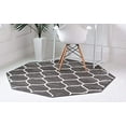 thumbnail image 2 of Unique Loom 3151642 5 x 5 ft. Rounded Trellis Frieze Octagon Rug, Dark Gray, 2 of 5