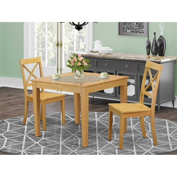 East West Furniture Dining Room Set Oak, OXBO3-OAK-W