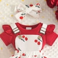 thumbnail image 5 of RFQWOVSR Baby Girls 2 Piece Summer Outfit Solid Onesie Bodysuit with Cherry Print Tiered Overall Dress Set 9-12 Months, 5 of 6