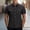 Dark Gray, variant on Cotton Shirt Men Short Sleeve Business Double Pocket Mens Clothes Collared Plain Summer Casual Loose Top