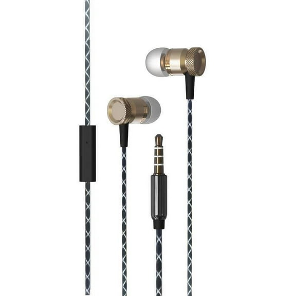 Super Sound Metal 3.5mm Stereo Earbuds/ Headset for Samsung Galaxy S10 5G, S10+, S10, S10e (Gold) - w/ Mic