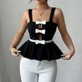 thumbnail image 2 of Wo-Fusoul Débardeur Sans Manches pour Femmes avec Nœud Contrasté, Débardeur à Col Rond pour Femmes, Blouse Confortable et Extensible pour Usage Quotidien et Maison, 2 of 5