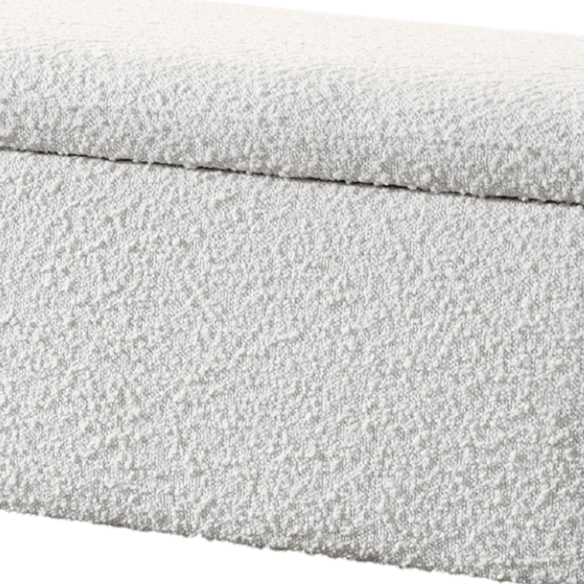 Alya Mid-Century Japandi Ivory Boucle Fabric Upholstered Storage Ottoman Bench