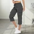 thumbnail image 3 of AWXNJUX Womens Casual Pants Women's Solid Color Casual Hiking Pants Outdoor Pants Summer Capri Cargo Pants Lightweight Stretch Pants Women Pants (Dark Gray,XXXL), 3 of 6