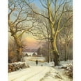 thumbnail image 2 of Anders Andersen-Lundby 15x18 Black Ornate Wood Framed Double Matted Museum Art Print Titled - Winter Day in the Forest, North Zealand. a Man Airs the Dog (1874), 2 of 5
