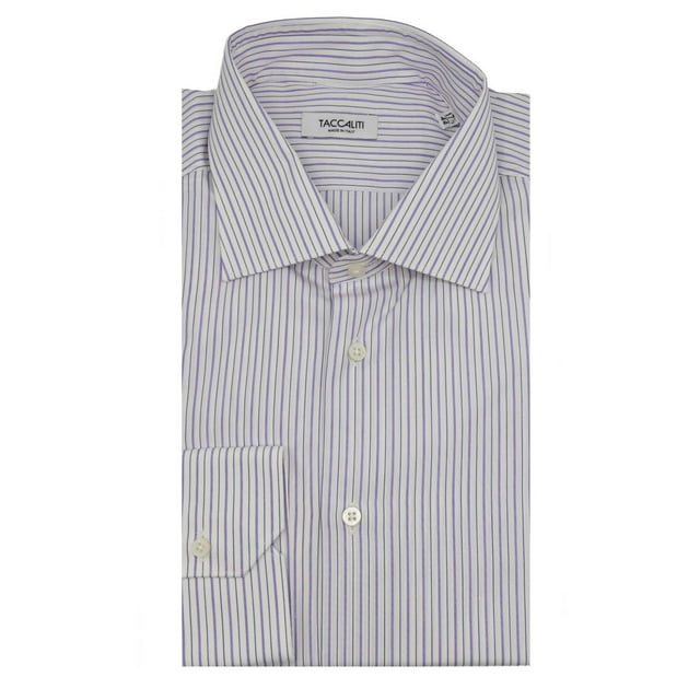 Taccaliti Chemise Habillée à Rayures Violettes / Blanches pour Homme - 43-17 (TG)