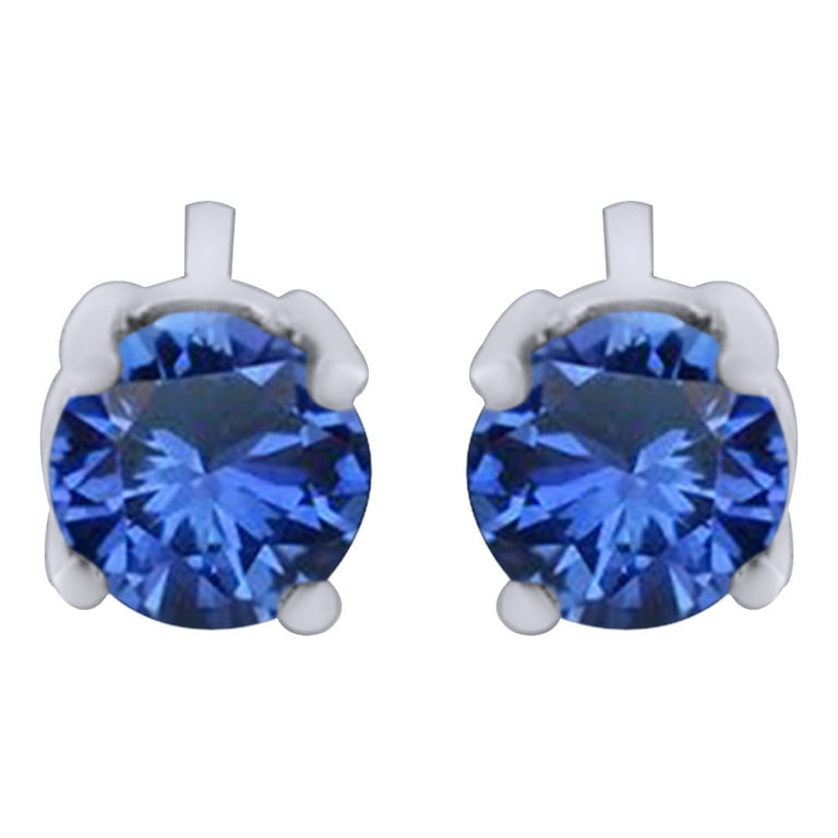 Radiant Prong Simulated Sapphire Toddler Earrings Safety Screw Back - 14K Gold, Toddler Girl's, Size: Small