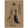 thumbnail image 2 of Keisai Eisen 18x24 Black Ornate Framed Double Matted Museum Art Print Titled: Chochi O Motsu Onna (1818), 2 of 5