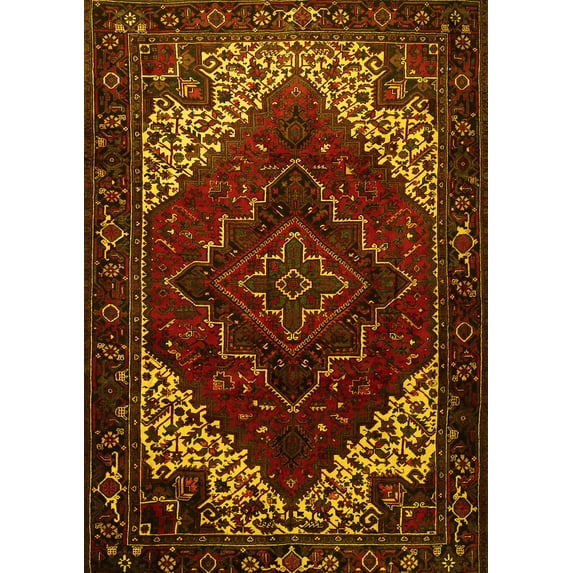 Ahgly Company Indoor Rectangle Persian Yellow Traditional Area Rugs, 6' x 9'