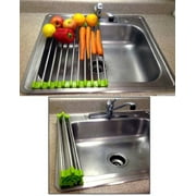 Folding Drain Rack Vegetable Rinsing Station - Stainless Steel Washing Station and Coladnder Drying Tray
