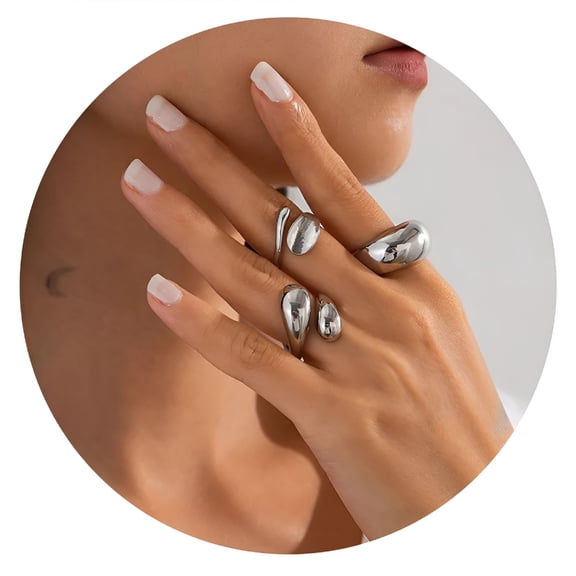 DESIGNICE Chunky Gold Rings Set for Women – Stackable Vintage Dainty Open Rings, Non-Tarnish Gold Statement Jewelry, Set of 3-6 Rings for Women, Perfect for Gifts and Daily Wear