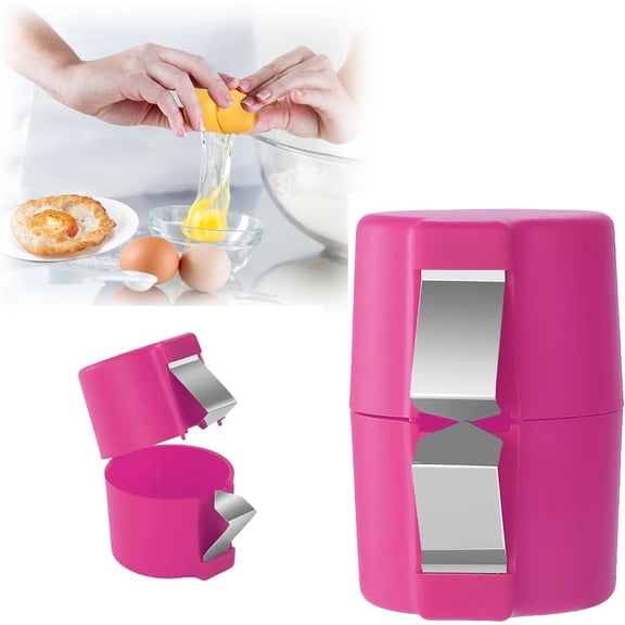 2026 Stainless Steel Egg Opener,Egg Opener For Hard Boiled Eggs,Efficient Egg Cracking Tool，Perfect For Baking, No Shells，No Mess – Perfect Omelets, Scrambled Eggs & Baking (Purple Pink)