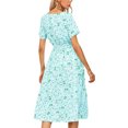 thumbnail image 4 of Txlixc Vestido de Verano para Mujer, Estampado Floral Cuello en V Manga Corta Falda Casual de Cintura Delgada para Damas, 9 Colores Txlixc  Estilo de ocio, 4 of 5