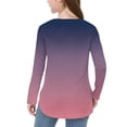 thumbnail image 6 of Kilaqueen Girls Long Sleeve Shirts Gradient Color Crewneck Side Slit Curve Hem Tops Loose Fit Fall Fashion Athletic Pullover, 6 of 7