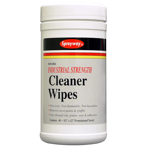 Sprayway 963 Industrial Strength Cleaner Premoistened Wipes 9.5" x 12