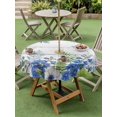 thumbnail image 4 of Outdoor Tablecloth with Umbrella Hole for Patio/Picnic/Party/Camping, Spring Floral Waterproof Table Cloth Round Cover Washable, Watercolor Flowers Butterfly Botanical Wood Gray (Dia 54"), 4 of 8