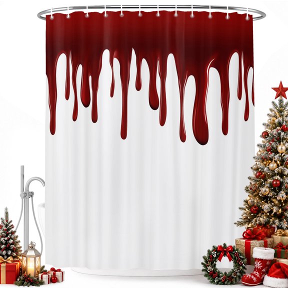 Halloween Pattern Shower Curtain for Bathroom, Horror Red Fluid Style Waterproof Shower Curtains Washable Quick Dry with Hooks Bathtub Curtains 36x72IN