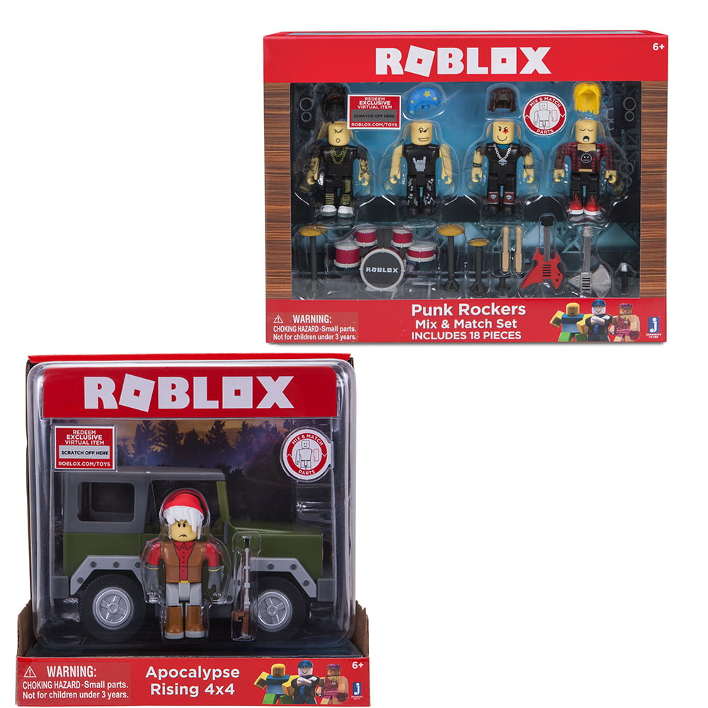 Roblox Apocalypse Rising Vehicle Roblox Punk Rockers Mix Match Set 4 Pack Figures Bundle Walmart Com Walmart Com
