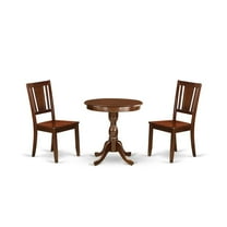 East West Furniture - ESDU3-MAH-W - 3-Pc Dining Table Set - 2 Dining Room Chairs and 1 Kitchen Dining Table (Mahogany Finish)