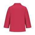 thumbnail image 4 of Women’s Summer Linen Shirts Button down Lapel Neck 3/4 Sleeve T-Shirt Casual Loose Basic Solid Tops ,Red,L, 4 of 5