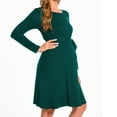 thumbnail image 3 of Bearsland Women’s Maternity Midi Dress Long Sleeve Casual Stretchy Pregnancy Dresses With Belt, 3 of 4