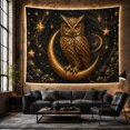 thumbnail image 6 of Owl Perched on Crescent Moon Against Starry Night Sky, Mystical Celestial for Astronomy Enthusiasts, Celestial Wall Art, Birthday Gift Tapestry Wall Hanging for Bedroom and Living Room, 6 of 7