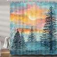 thumbnail image 2 of Watercolor Forest Shower Curtain for Bathroom, Blue and Grey Woodland Tree Country Shower Curtain, Natural Landscape Shower Curtain Set Bathroom Decor with Hooks, 72X72IN, 2 of 6