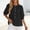 Black, variant on 100% Cotton Womens Puff Sleeve Blouse Blue Elbow Ruffle Cuff Round Neck Partial Button Down Boho Flowy Peplum Waist,Size L