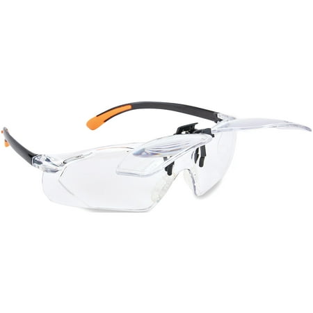 Carson Scratch Resistant Polycarbonate 1.5x Power (+2.5 Diopter) Protective Magnifying Safety Glasses with Clip-on, Flip-Up Lens System, Clear