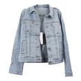 thumbnail image 1 of Chaqueta de mujer Nikou corte entallado cuello vuelto manga larga informal azul claro XL, 1 of 15