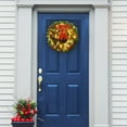 thumbnail image 6 of 16 Inch Pre-Lit Christmas Wreath with Metal Hanger, Large Red Bow and Colored Balls, Battery Operated with Warm White 40 LEDs Lights, Front Door Spruce Lighted Wreath Xmas Decorations, 6 of 12