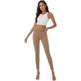 thumbnail image 4 of Pantalones vaqueros elásticos ajustados de tiro medio de colores con bolsillos reales completos de algodón 98 % coloridos para mujer (estándar y grande) Khaki-basic18 Short, 4 of 5