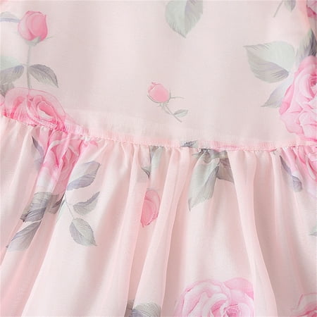 

dmqupv Baby Girl Easter Dress Girls Dress Butterfly Sleeve Stretch A Line Swing Skater Twirl School Dress with Pockets Pink 4-5 Years