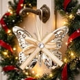 thumbnail image 6 of Hollow Metal Christmas Ornament Set with Ribbon Bow and Crystal Accent, Hanging Decor for Christmas Tree Wreath Mantel Holiday, 6 of 7