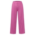 thumbnail image 5 of Women's Solid Color Sweatpants, High Waist Wide Leg Elastic Waist Lounge Pants, Loose Fit Workout Trousers for Fall, Casual Wear, Yoga and Daily Loungewear Hot Pink L, 5 of 9