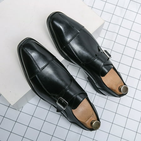 

Men‘s Square Toe Color Block Dress Shoes Formal Slip On Single Monk Loafer Shoes