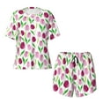 thumbnail image 4 of Kdxio Tulips Flowers Print Pajamas Sets for Women Short-Sleeved Pjs with Lounge Shorts Two Piece Sleepwear S-4XL, 4 of 9