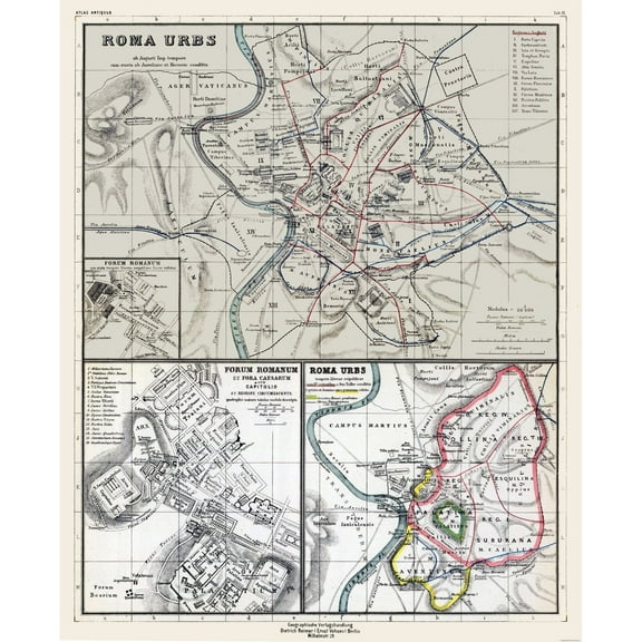 Historic Map - Rome Italy - Kiepert 1903 - 23 x 28.28 - Vintage Wall Art