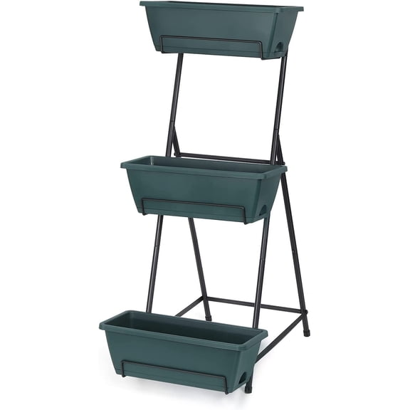 Vertical Raised Garden Bed 3 Tiers Planter Box Freestanding Garden Planter, Green