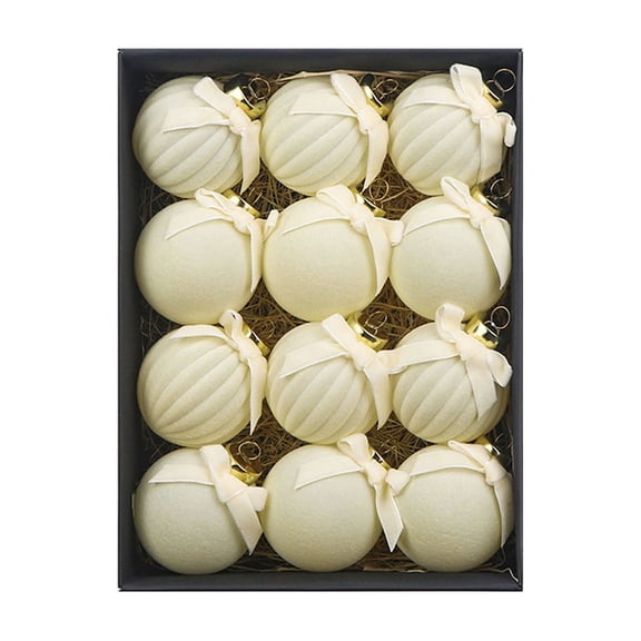 Homenest 12 Pack 2.36 Inch White Christmas Ball Ornaments Set Assorted Shapes for Tree Wreath Holiday Party Decor