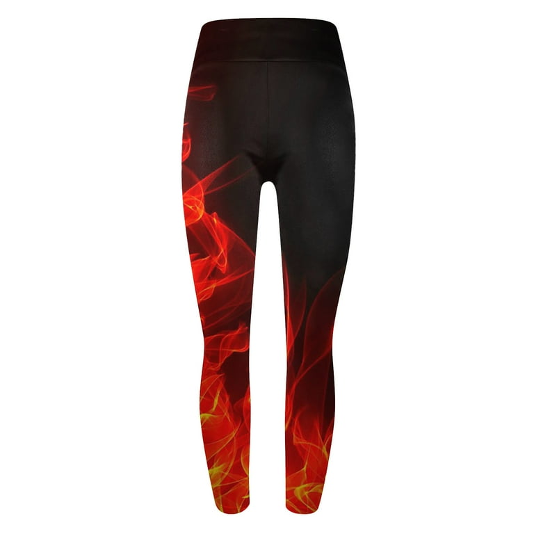 QATAINLAV Leggings for Women, Flame Print Workout Leggings Women