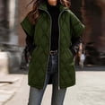 thumbnail image 2 of Edvintorg Vest for Women Plus Size Stand Collar Puffer Waistcoat Solid Color Zip up Long Quilted Outerwear with Pocket Womens Fashion Army Green S-3XL, 2 of 7