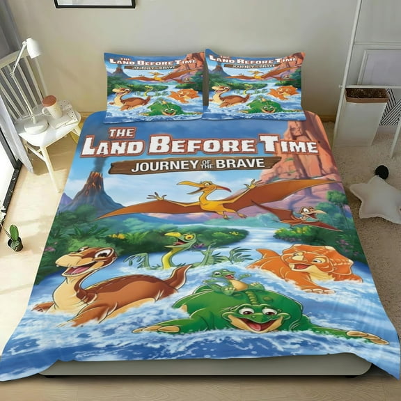 The Land Before Time thin bedding set has an iconic print,One duvet cover and two pillowcases.35" x 75"（90*190cm）
