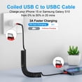 thumbnail image 2 of Cable USB C KIYODA de 1 m en espiral tipo C de carga rápida para iPhone, 2 of 7